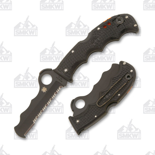 Spyderco Assist Folding Rescue Knife 3.68in Serrated Black Sheepsfoot 1